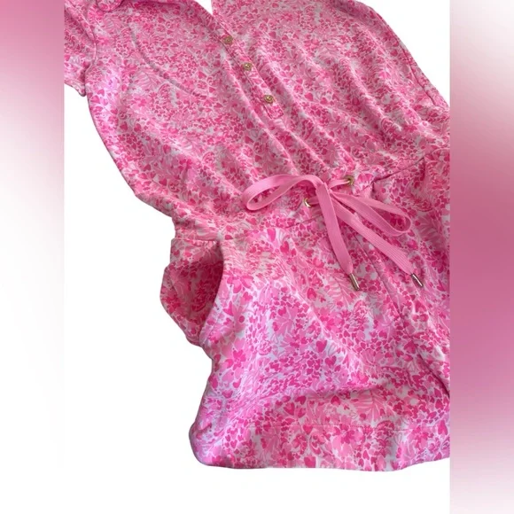 Lilly Pulitzer Short Sleeve Hot Pink Button Up Jorgie Shorts Romper Women’s Sm - Picture 4 of 13